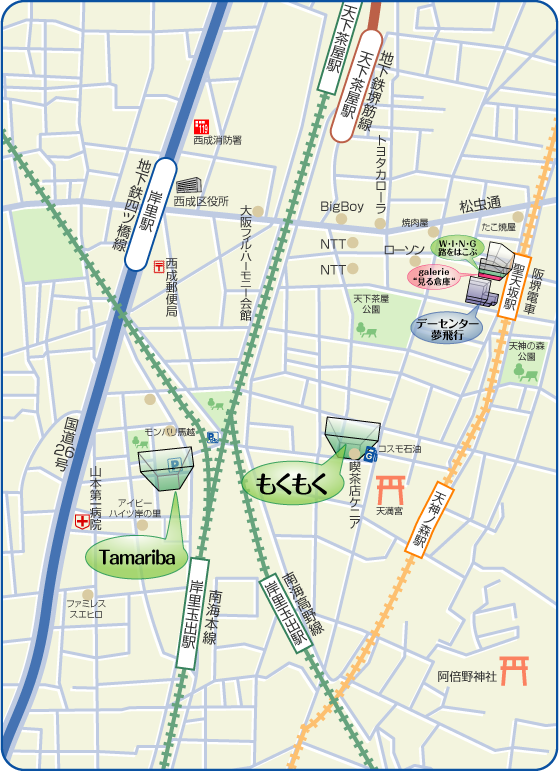 西成区の地図です。